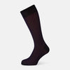 View 1 of product A single, mid-length cotton sock from Turnbull & Asser UK, featuring navy and black vertical stripes, is displayed against a plain white background.