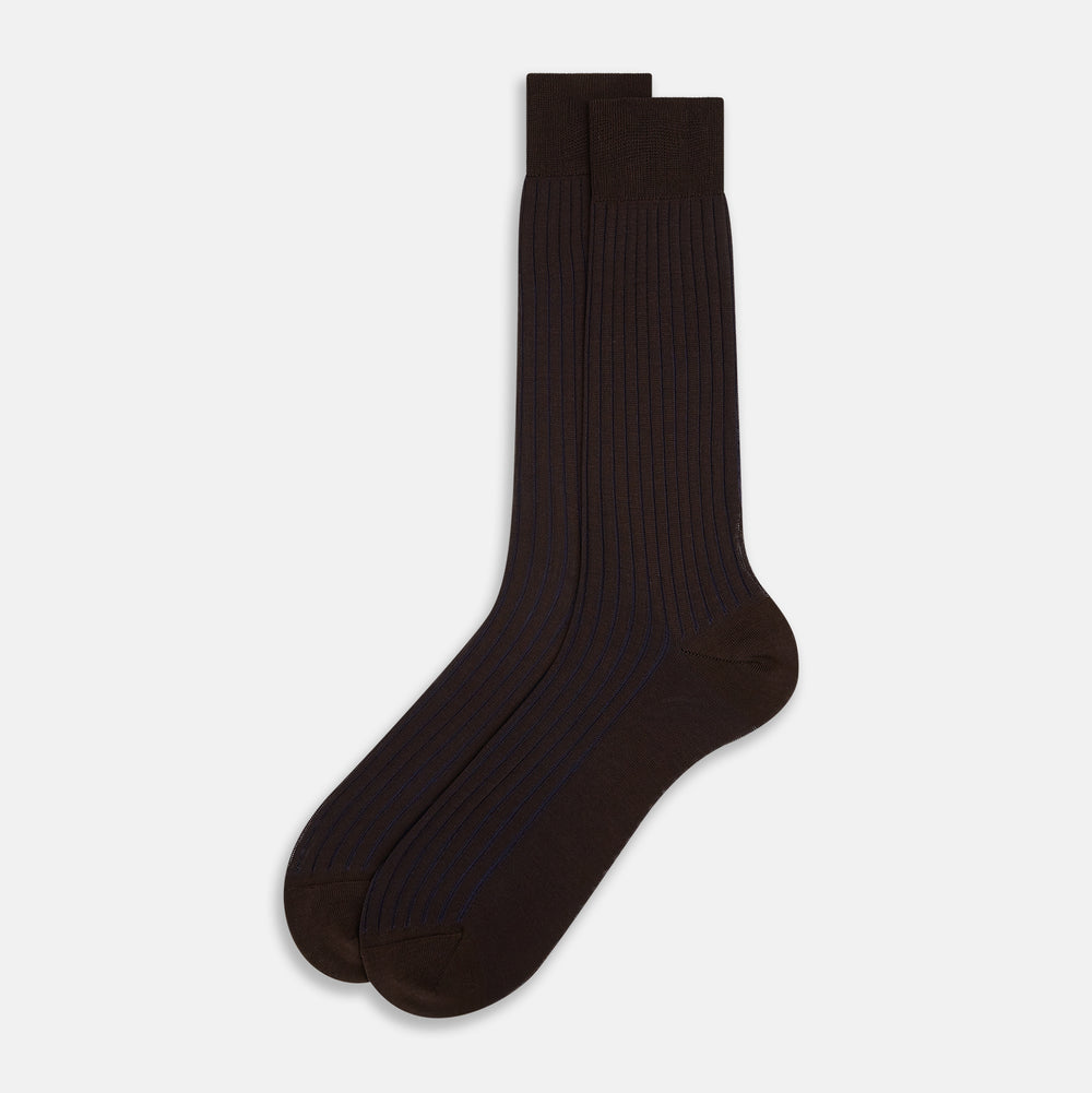 Dark Chocolate Striped Mid-Length Socks