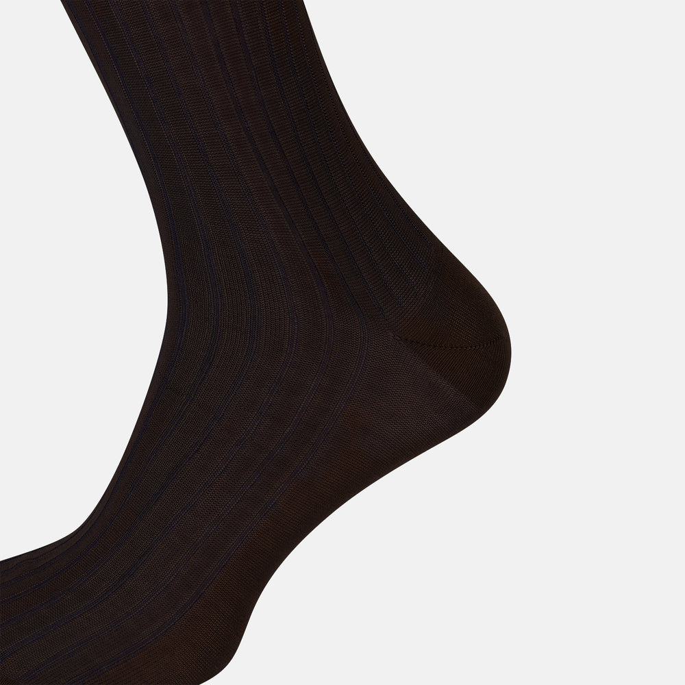 Dark Chocolate Striped Mid-Length Socks
