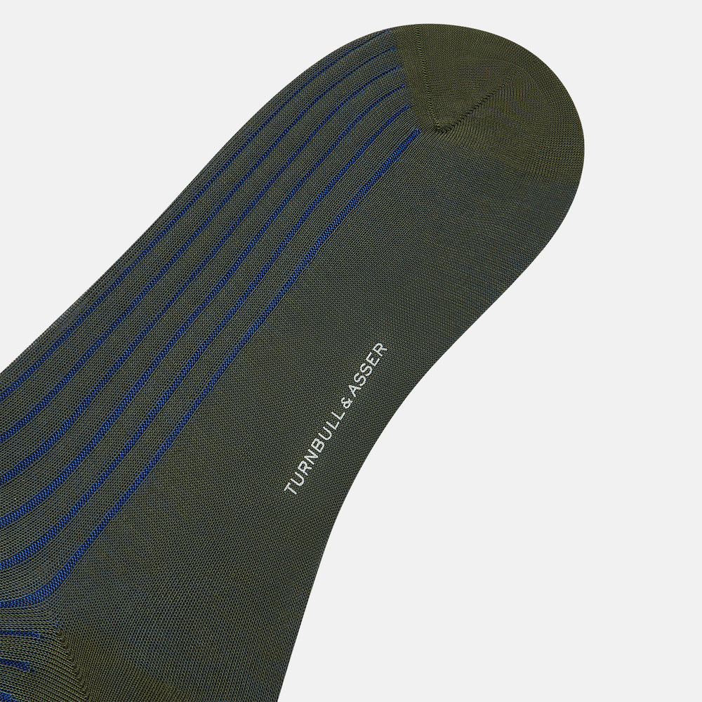 Sage Striped Mid-Length Socks