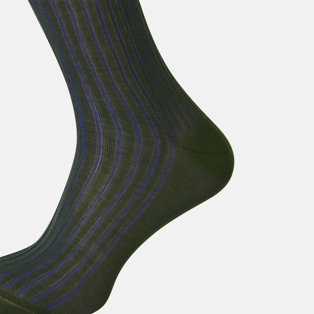 Sage Striped Mid-Length Socks