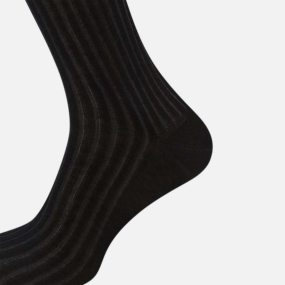 SOCKS LONG COTTON BLACK STRIPE 12