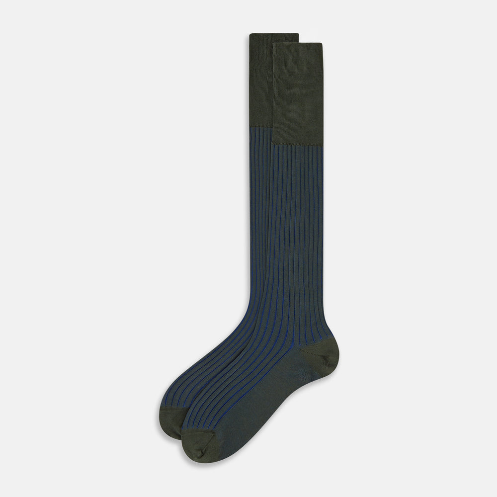 SOCKS LONG COTTON SAGE STRIPE 11+