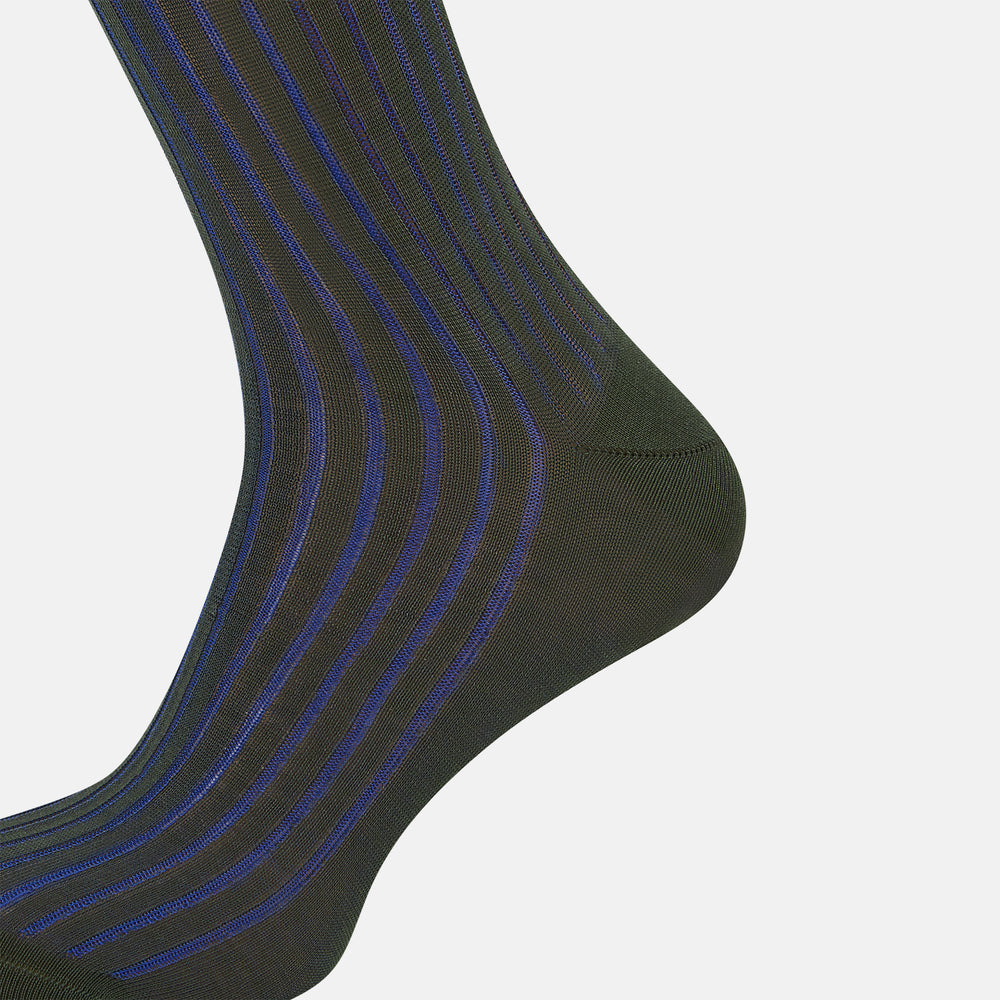 SOCKS LONG COTTON SAGE STRIPE 11+