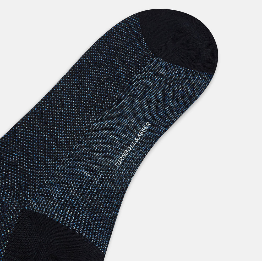 Navy Cotton-Linen Mid-Length Socks