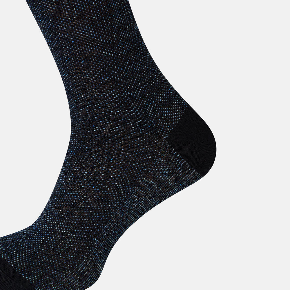 Navy Cotton-Linen Mid-Length Socks