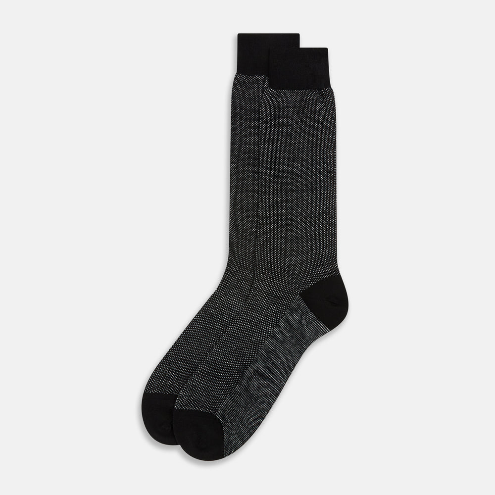 Charcoal Cotton-Linen Mid-Length Socks