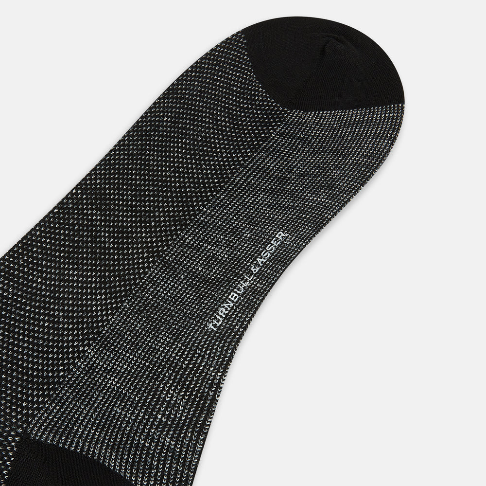 Charcoal Cotton-Linen Mid-Length Socks