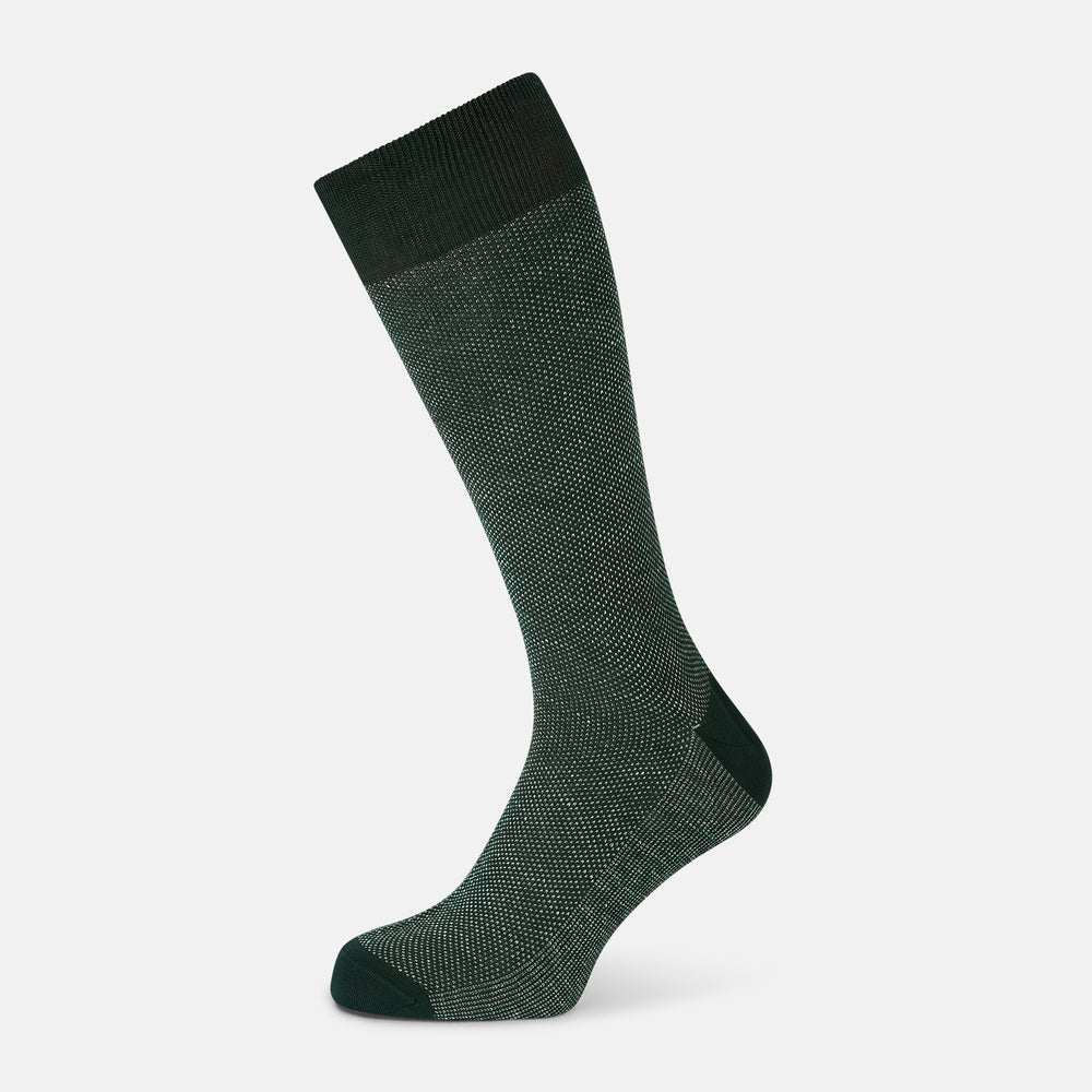 Forest Green Cotton-Linen Mid-Length Socks