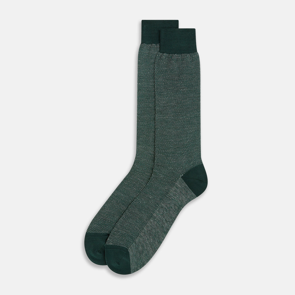 Forest Green Cotton-Linen Mid-Length Socks