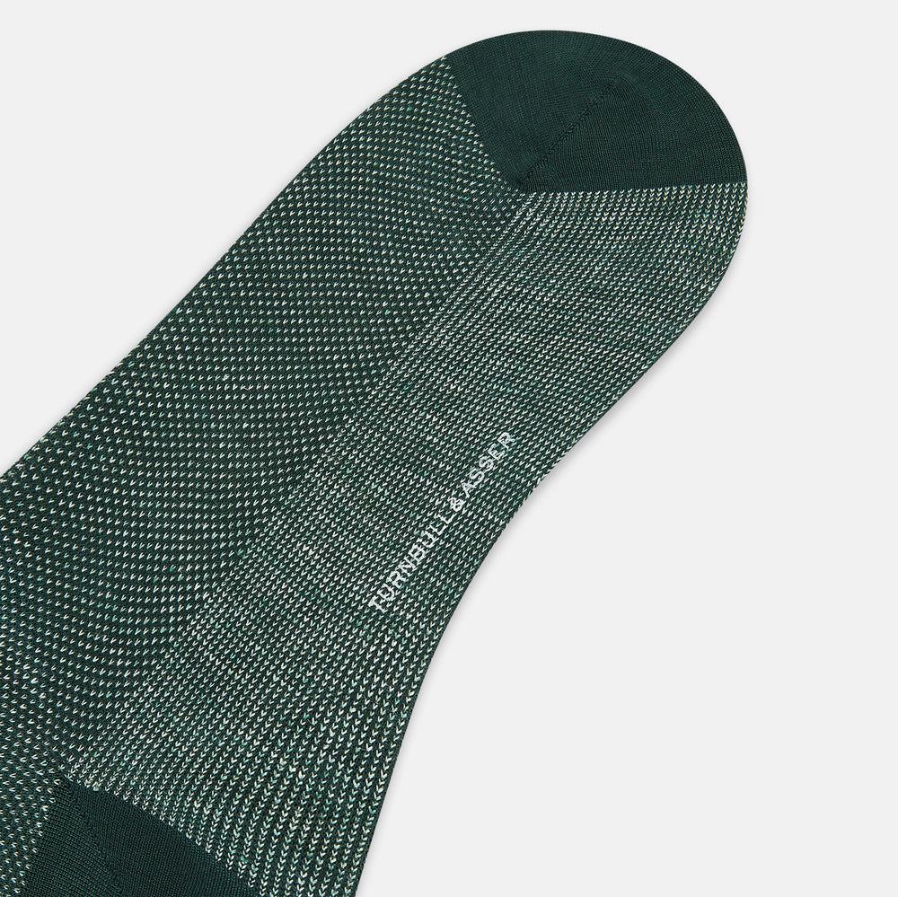 Forest Green Cotton-Linen Mid-Length Socks