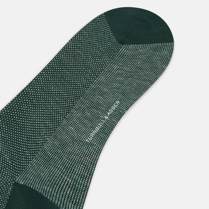 Forest Green Cotton-Linen Mid-Length Socks Image 2