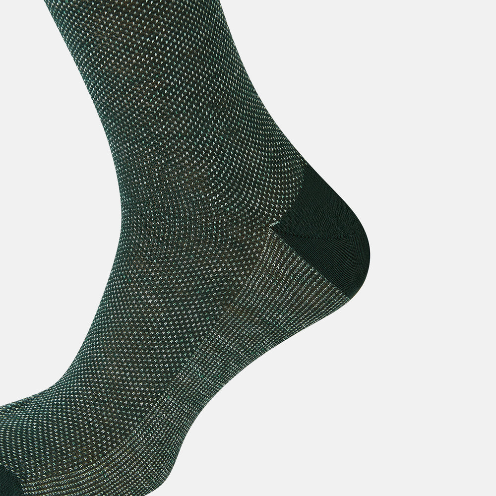 Forest Green Cotton-Linen Mid-Length Socks