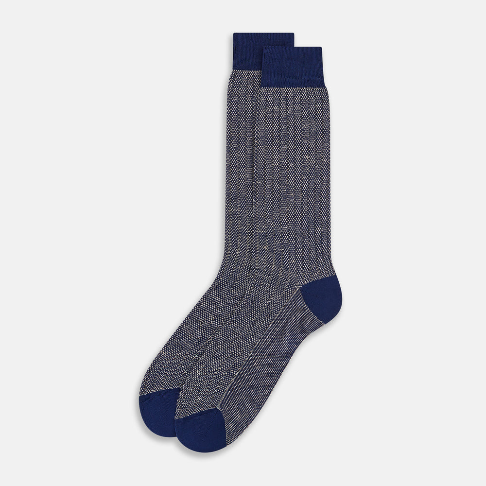 SOCKS SHORT COTTON/LINEN RIB DENIM 12