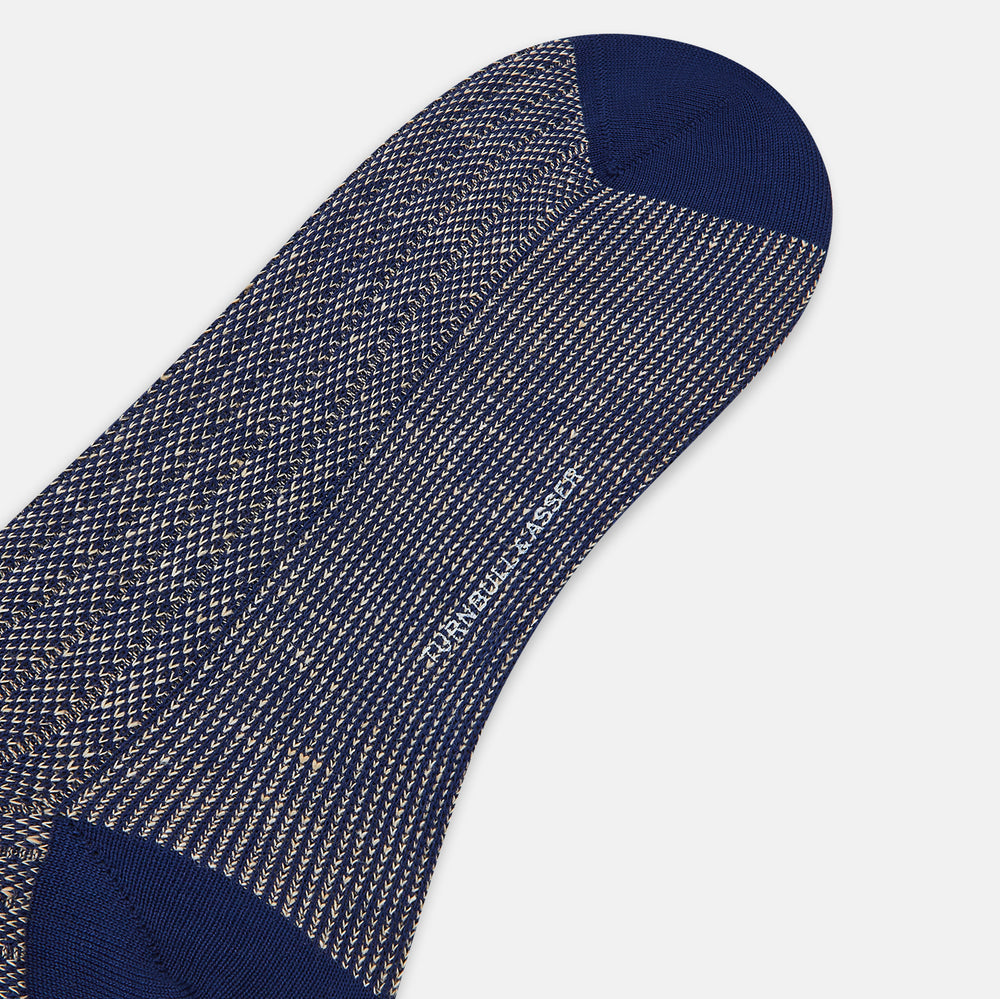 SOCKS SHORT COTTON/LINEN RIB DENIM 12