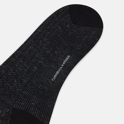 Charcoal Ribbed Cotton-Linen Mid-Length Socks Image 2