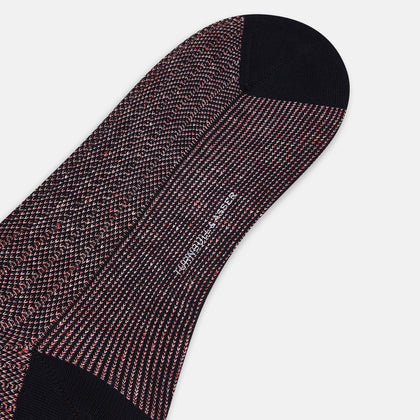 Burgundy Ribbed Cotton-Linen Mid-Length Socks Image 2
