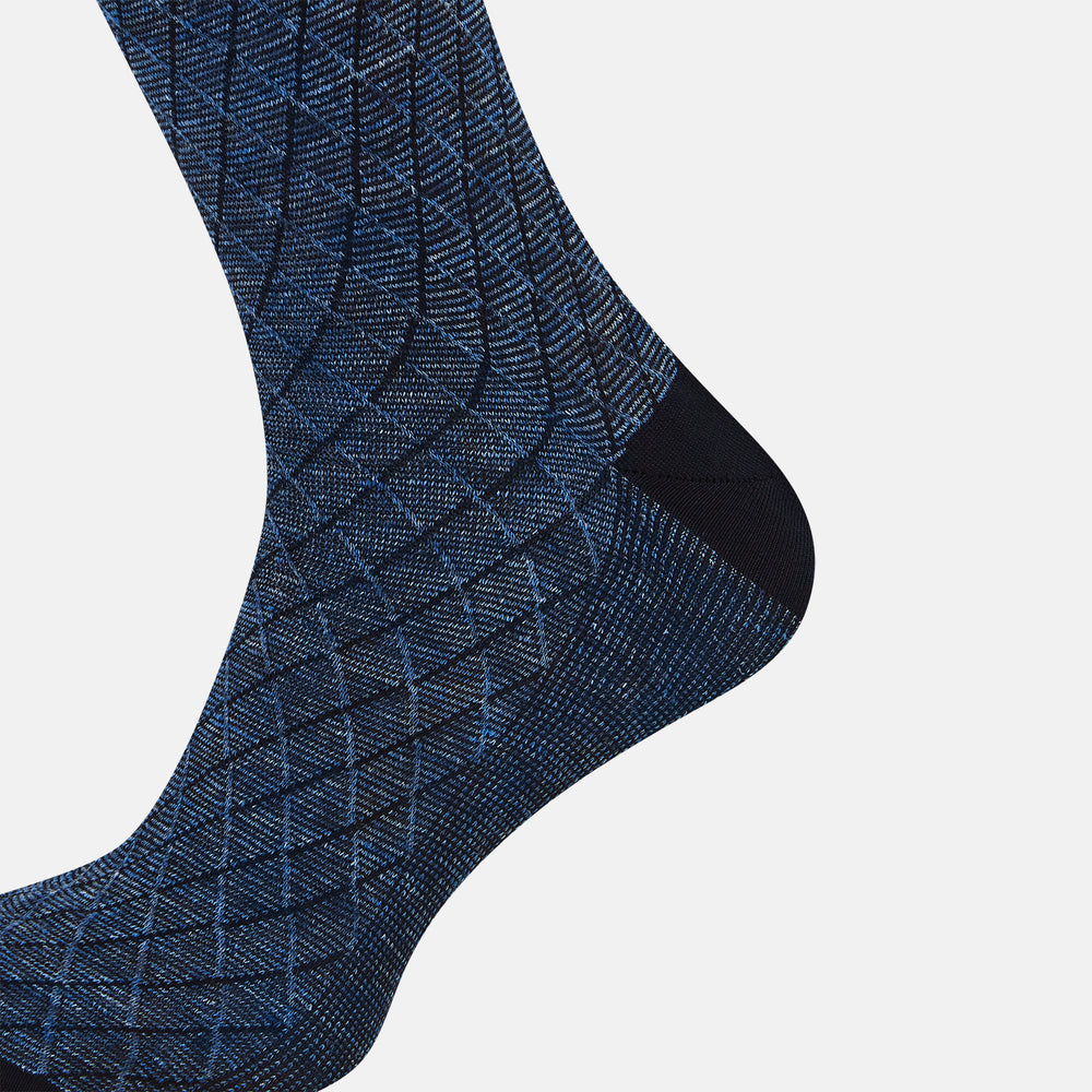 SOCKS SHORT COTTON/LINEN HARLEQUIN DENIM 13