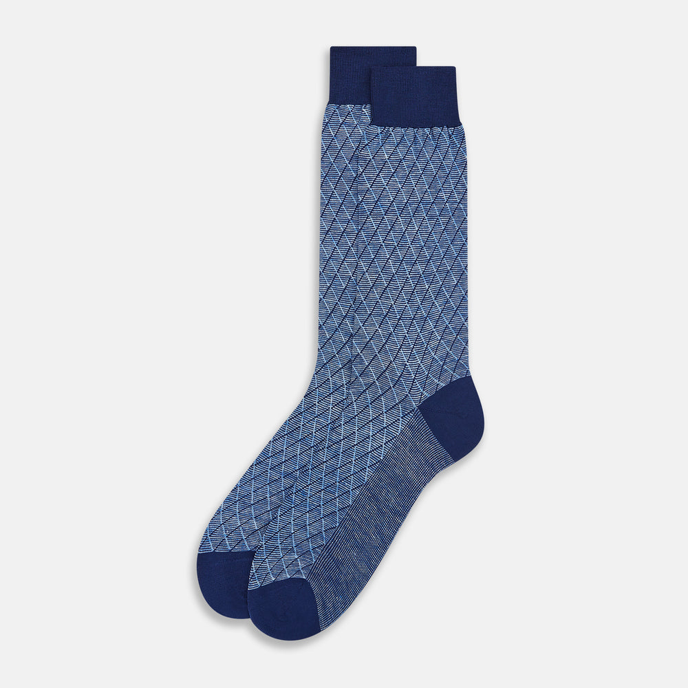 SOCKS SHORT COTTON/LINEN HARLEQUIN AZZURRO 13