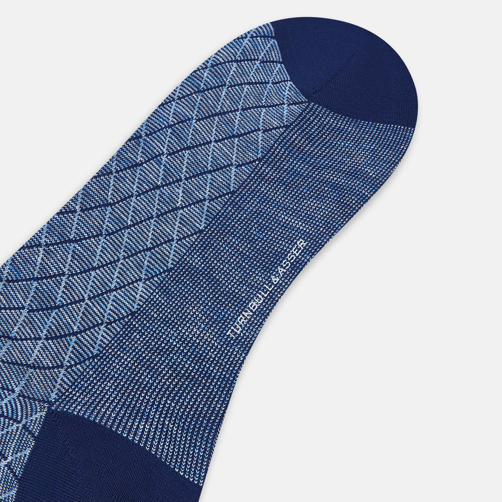SOCKS SHORT COTTON/LINEN HARLEQUIN AZZURRO 13