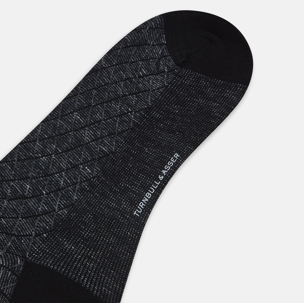 SOCKS SHORT COTTON/LINEN HARLEQUIN CHARCOAL 11+
