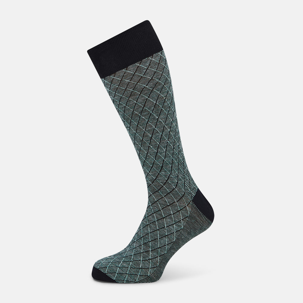 SOCKS SHORT COTTON/LINEN HARLEQUIN SAGE 10+