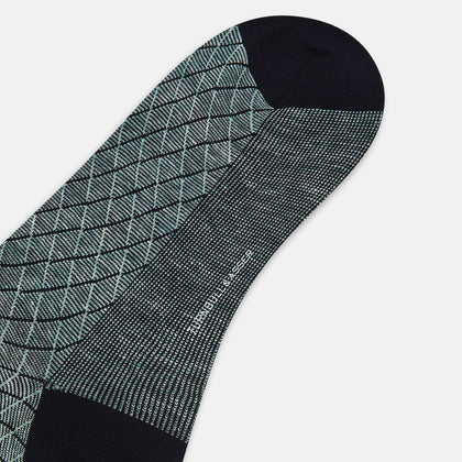 Sage Harlequin Cotton-Linen Mid-Length Socks Image 2