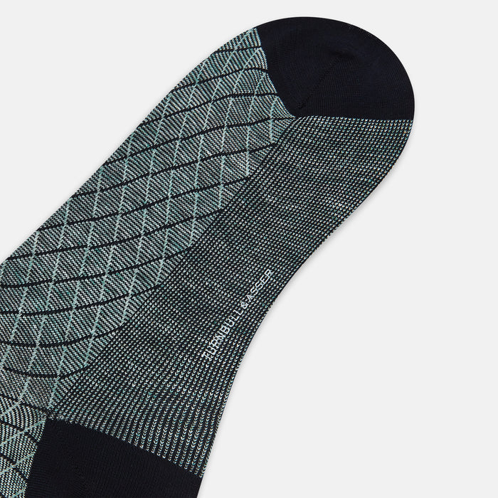 Sage Harlequin Cotton-Linen Mid-Length Socks Image 2