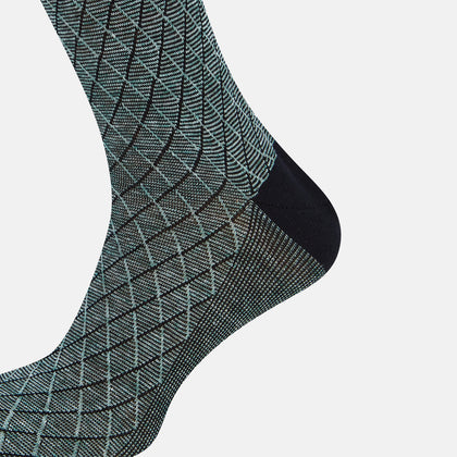Sage Harlequin Cotton-Linen Mid-Length Socks Image 3