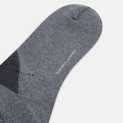 Grey Check Wool Mid-Length Socks Image 2