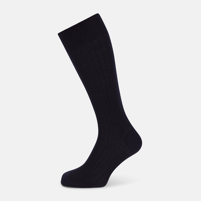 Navy Wool Mid-Length Socks