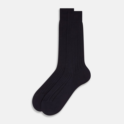 Navy Wool Mid-Length Socks Image 1