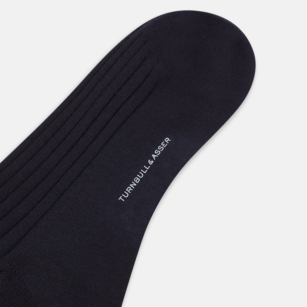 Navy Wool Mid-Length Socks 12