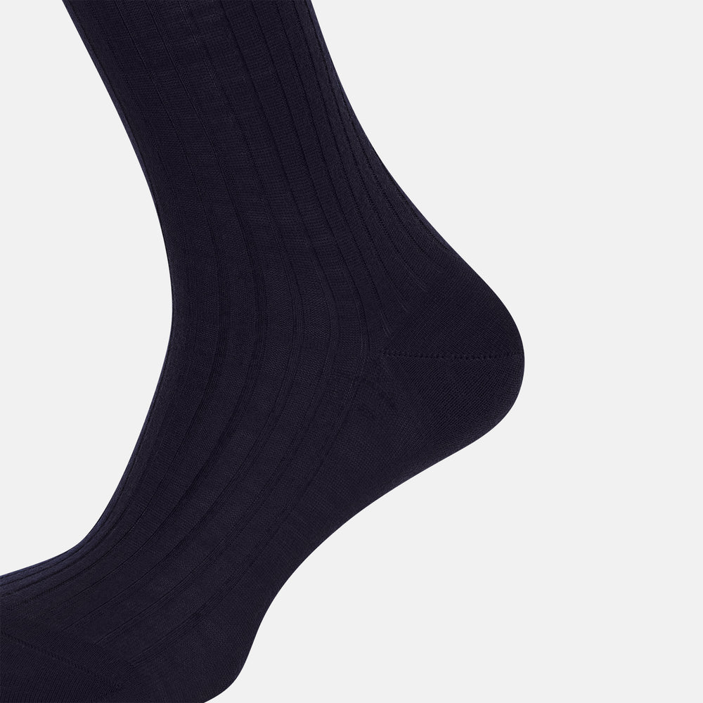 Navy Wool Mid-Length Socks 12