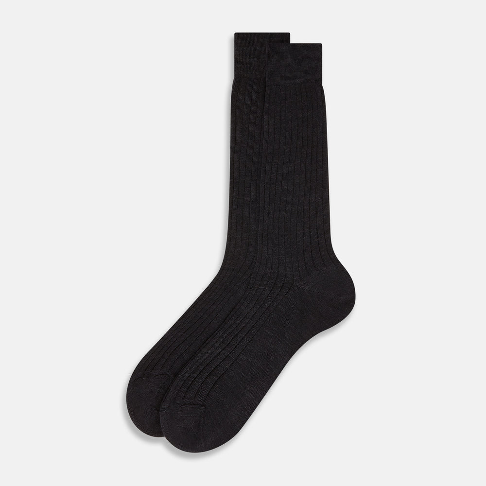 Charcoal Wool Mid-Length Socks 12