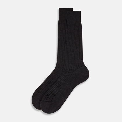 Charcoal Wool Mid-Length Socks Image 1