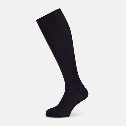 Navy Wool Long Socks