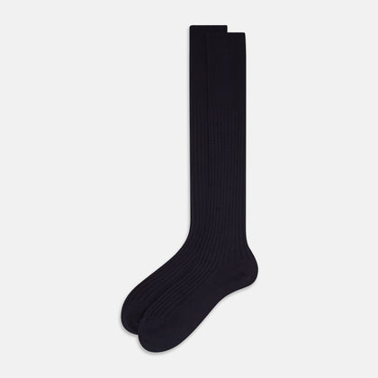 Navy Wool Long Socks Image 1