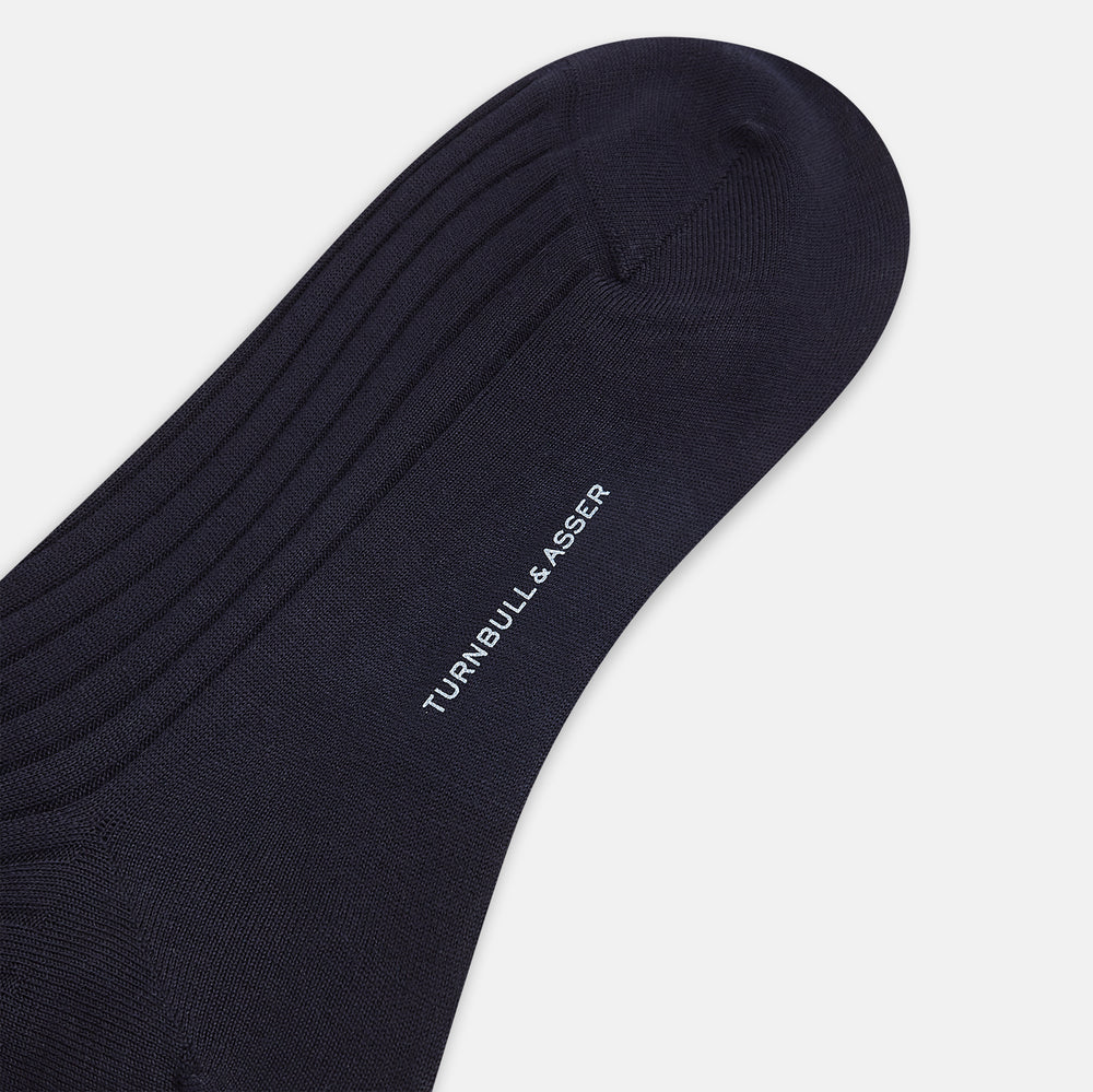 Navy Wool Long Socks 12
