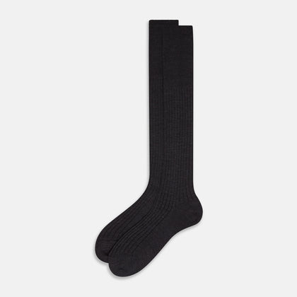 Charcoal Long Wool Socks Image 1