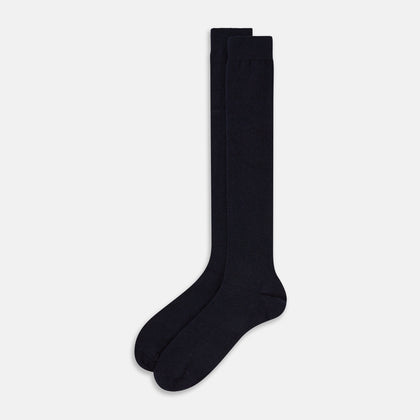 Navy Cashmere Long Socks Image 1