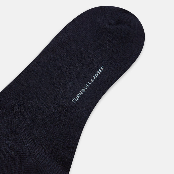 Navy Cashmere Long Socks Image 2