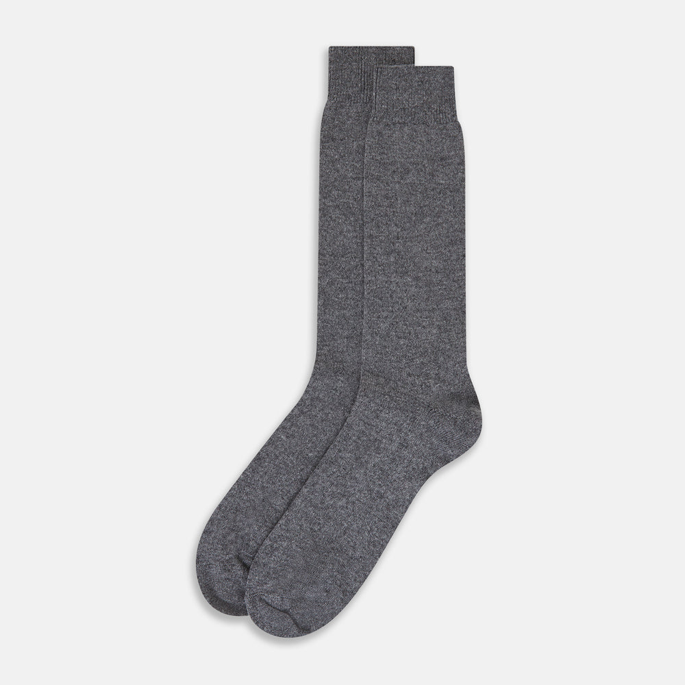 Steel Melange Cashmere Mid-length Socks OS