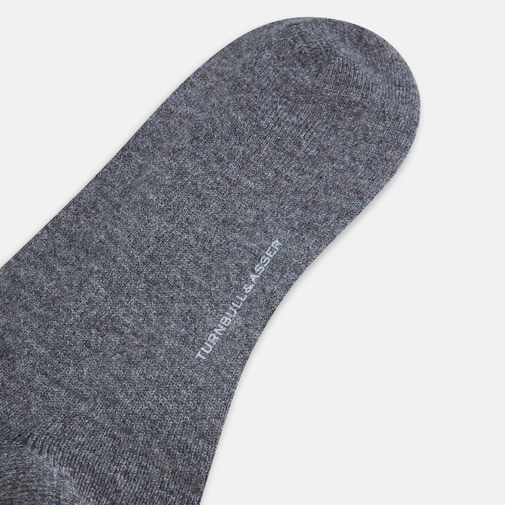 Steel Melange Cashmere Mid-length Socks OS