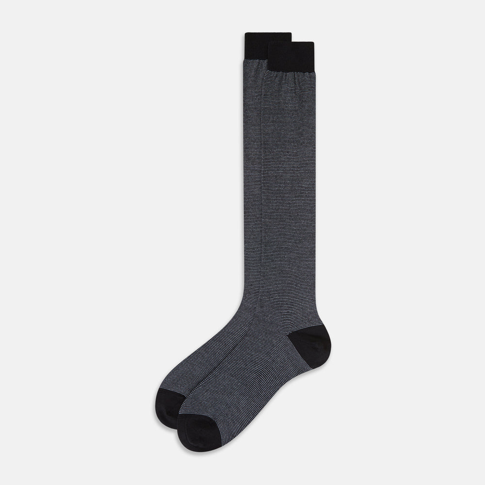 Black and Grey Wool Long Socks 13