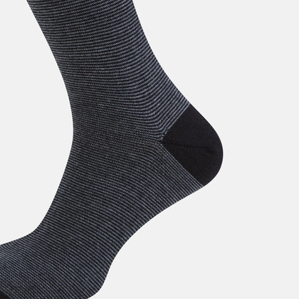 Black and Grey Wool Long Socks Image 3