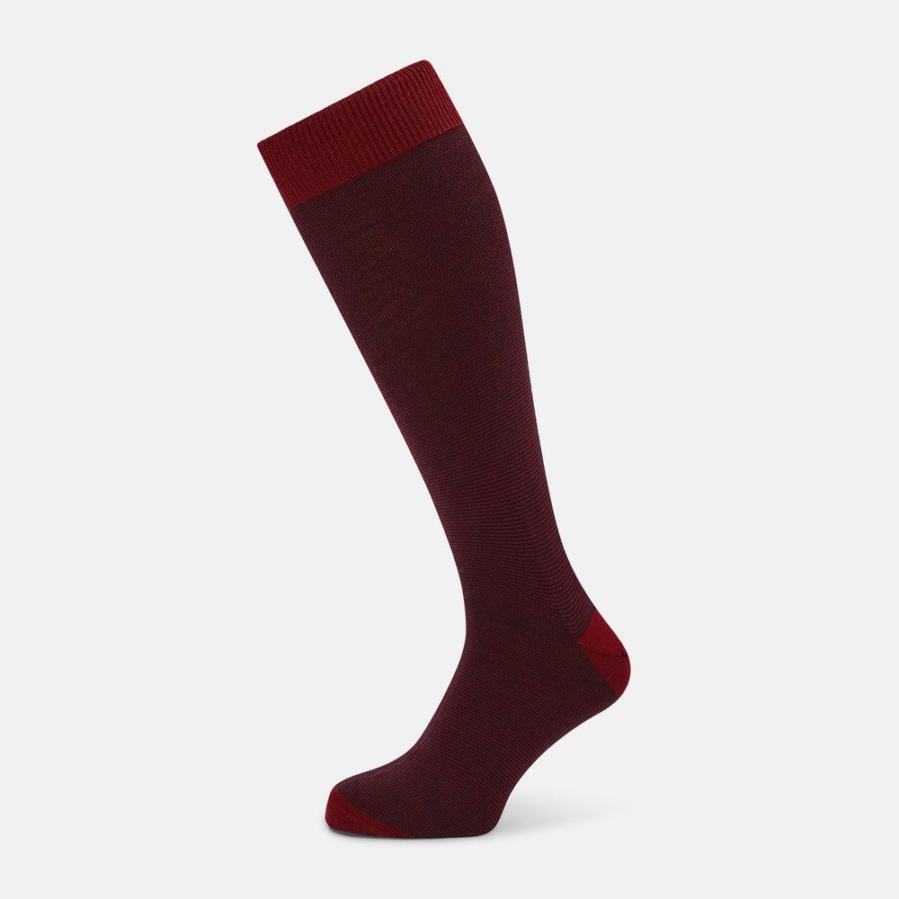 Burgundy & Red Stripe Wool Long Socks 13