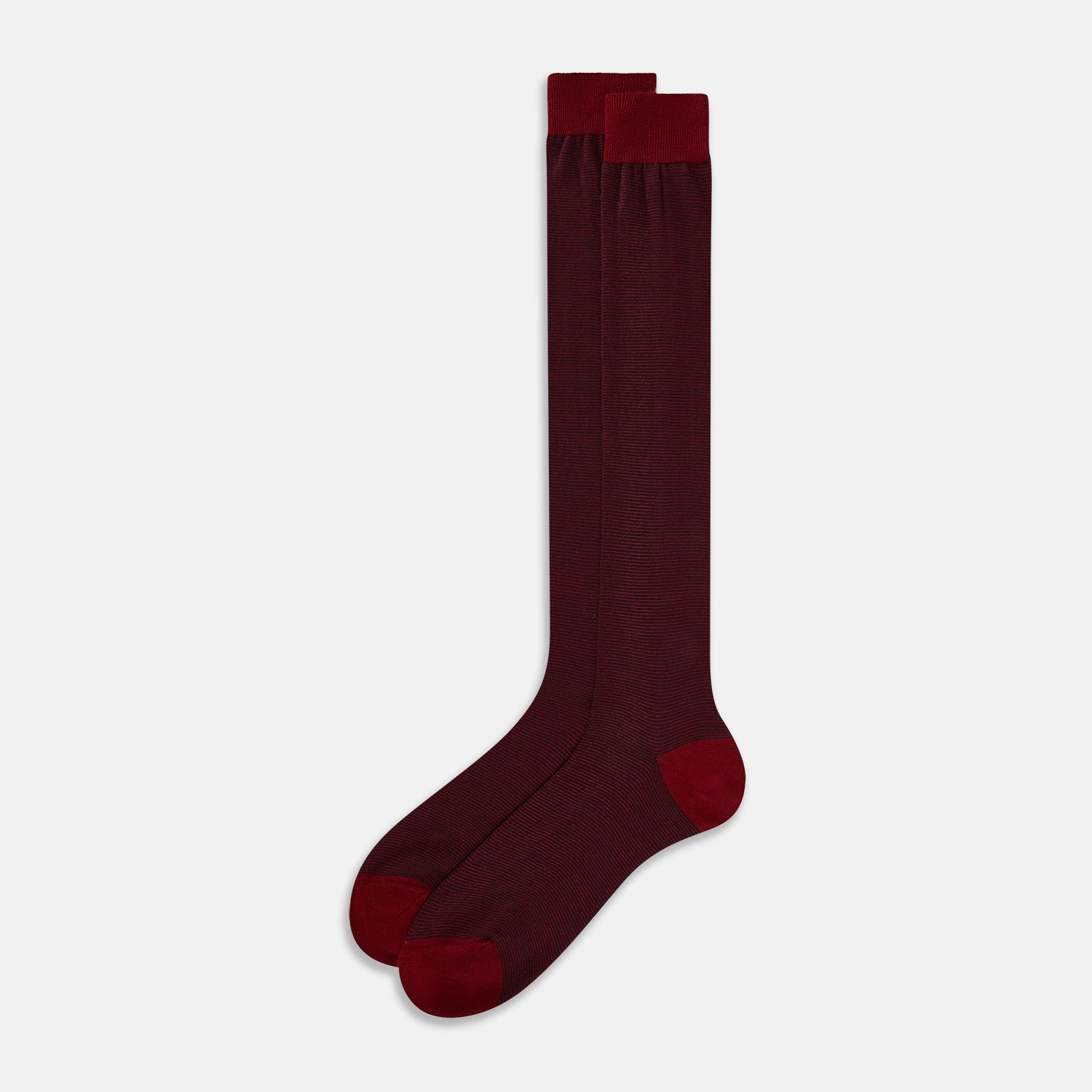 View 2 of product Burgundy & Red Stripe Wool Long Socks 13