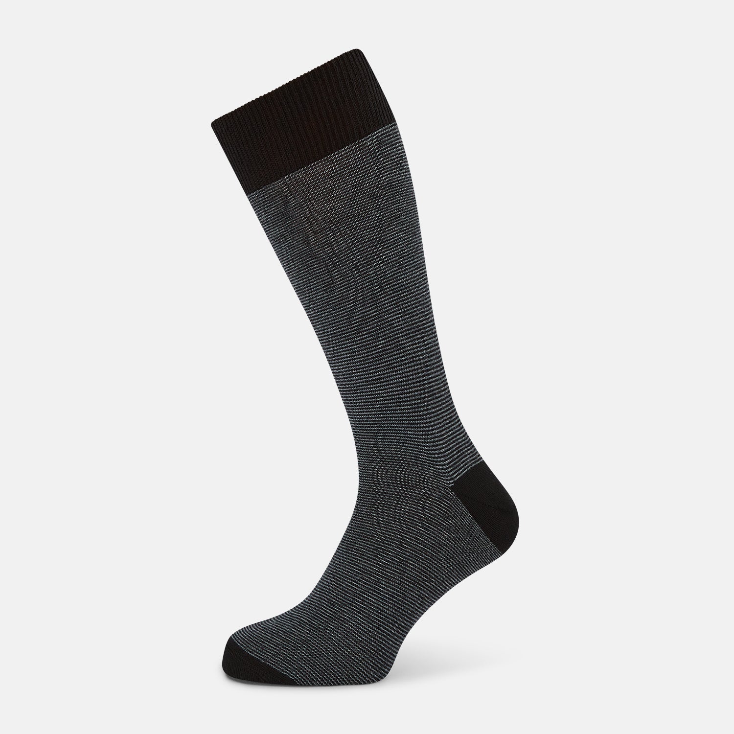 View 1 of product Black and Grey Stripe Wool Mid-length Socks 13