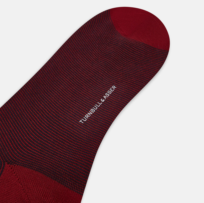 Burgundy and Red Stripe Wool Mid-length Socks Image 2
